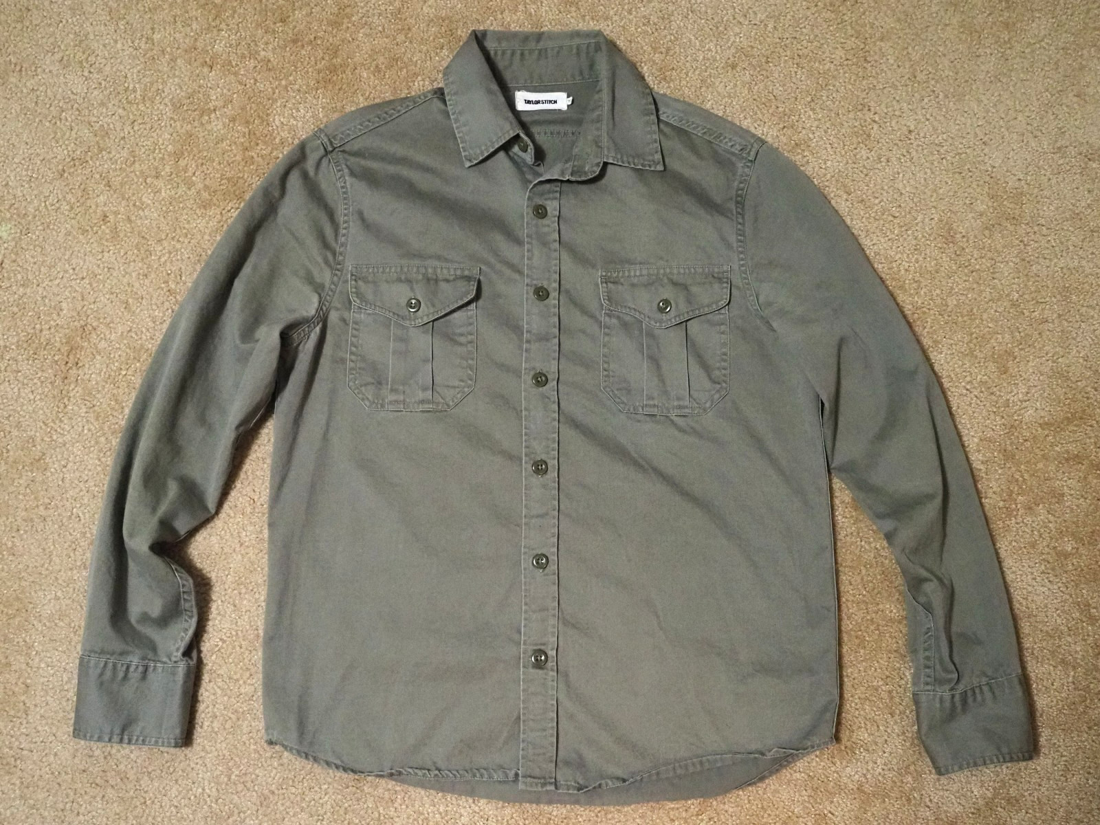 Taylor Stitch Saddler Shirt Washed Olive Mens Size 38 Small