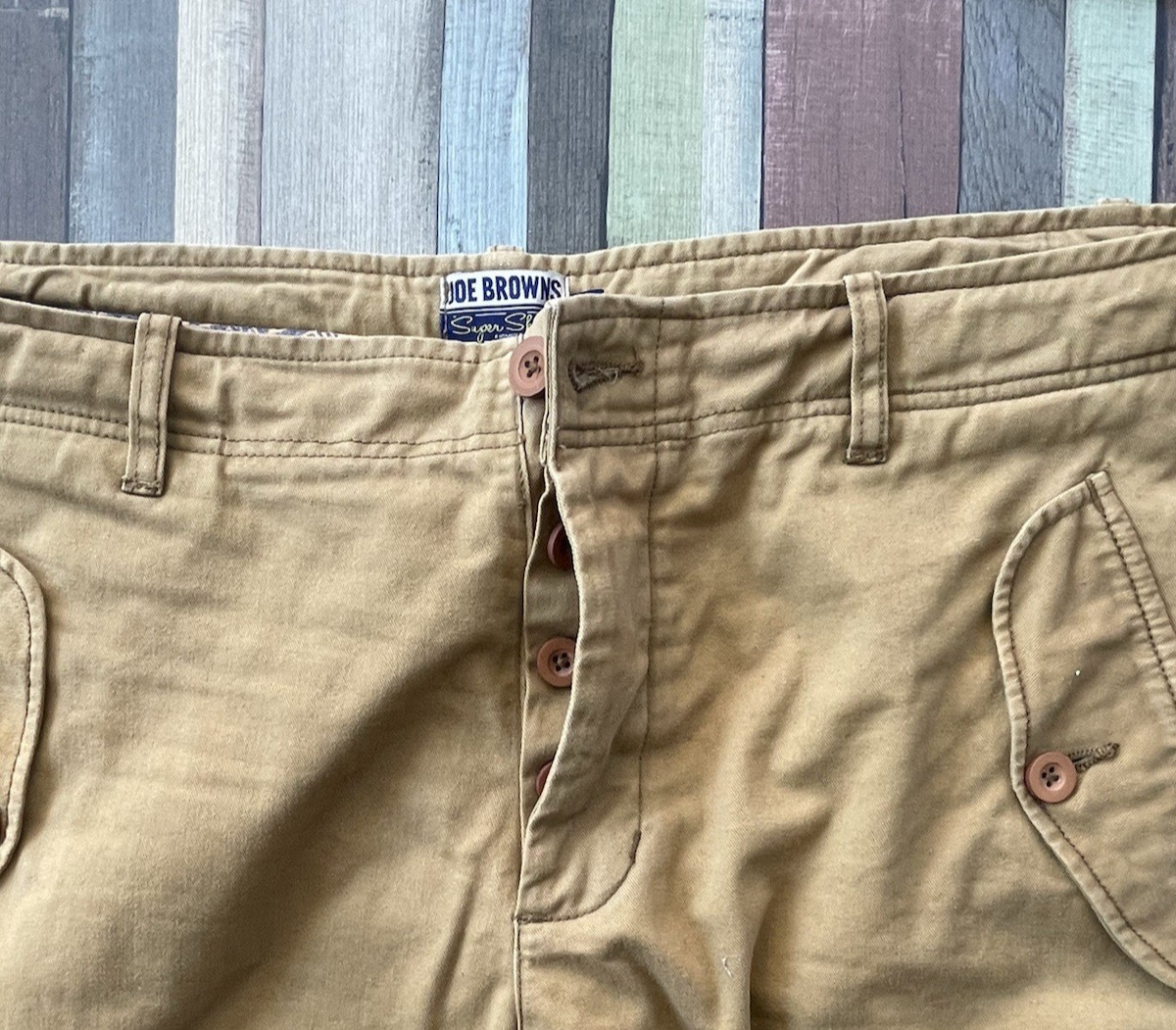 Joe Browns Mens Multi Pocket Knee Length Cargo Shorts Mustard W40 L23 Thick