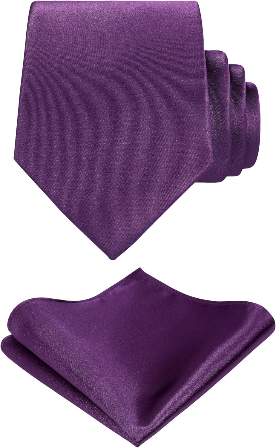 TIE G Solid Satin Woven Dyed Color Formal Black Necktie and Pocket Square Sets i