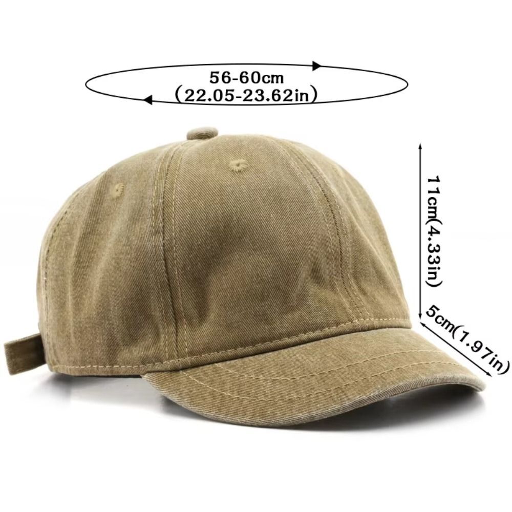 Retro Short Brim Baseball Cap Adjustable Solid Color Snapback Cap Fashion US