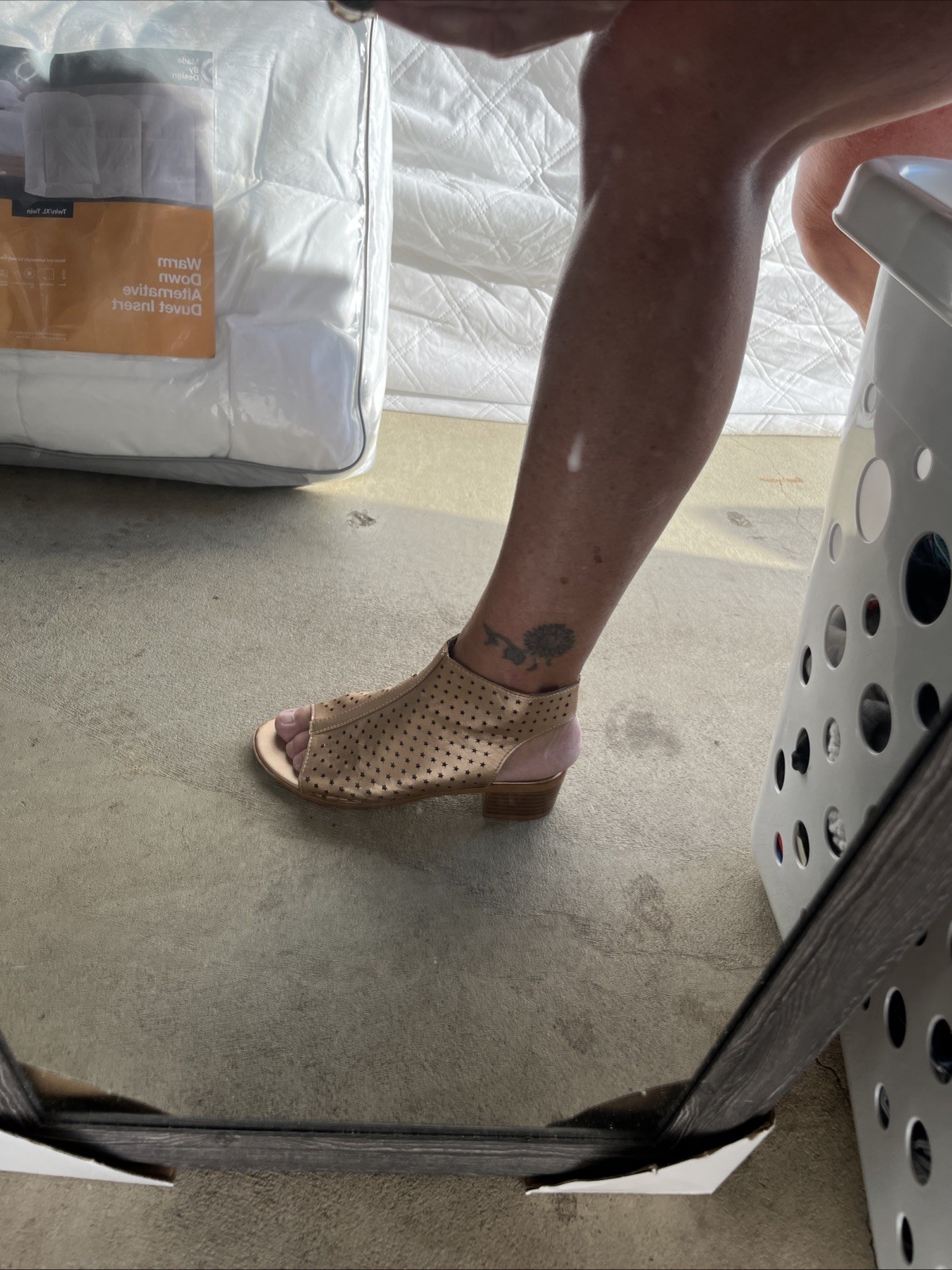 Nicole Miller Shoes Size 4 Gold, Star, Open Toe Zip Boot Open Heel