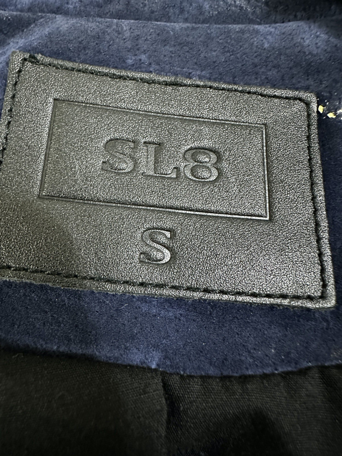 SL8 Moto Jacket Blue Leather Suede Silver Zippers Urban size Small