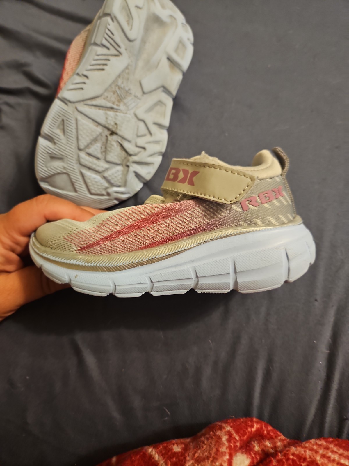 RBX Girls Pink/ Grey Athletic Sneakers Hook Loop Running Shoes Size 7 Toddler