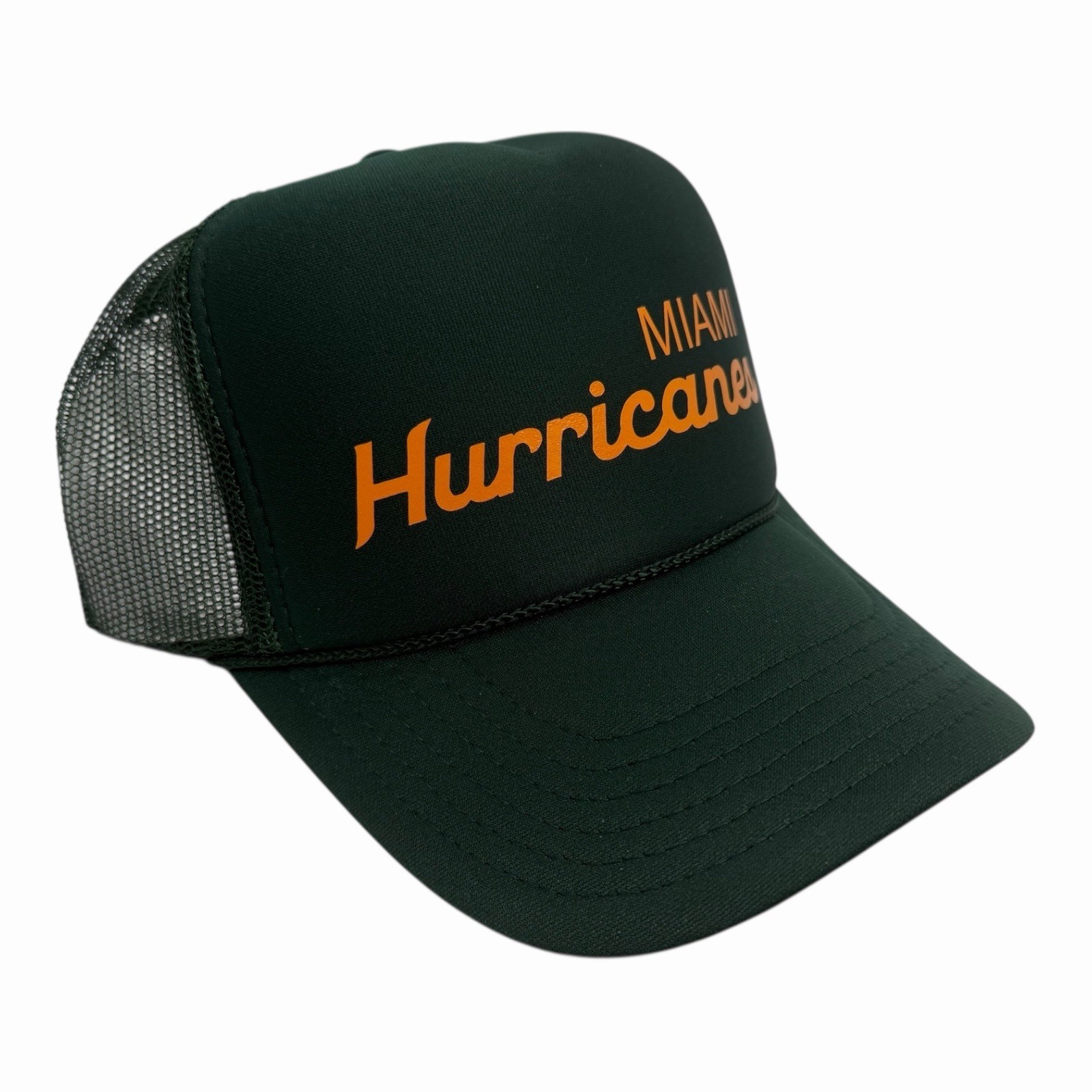 NEW MIAMI HURRICANES SPORTS SCRIPT GREEN HAT 5 PANEL HIGH CROWN TRUCKER MIA UM 2