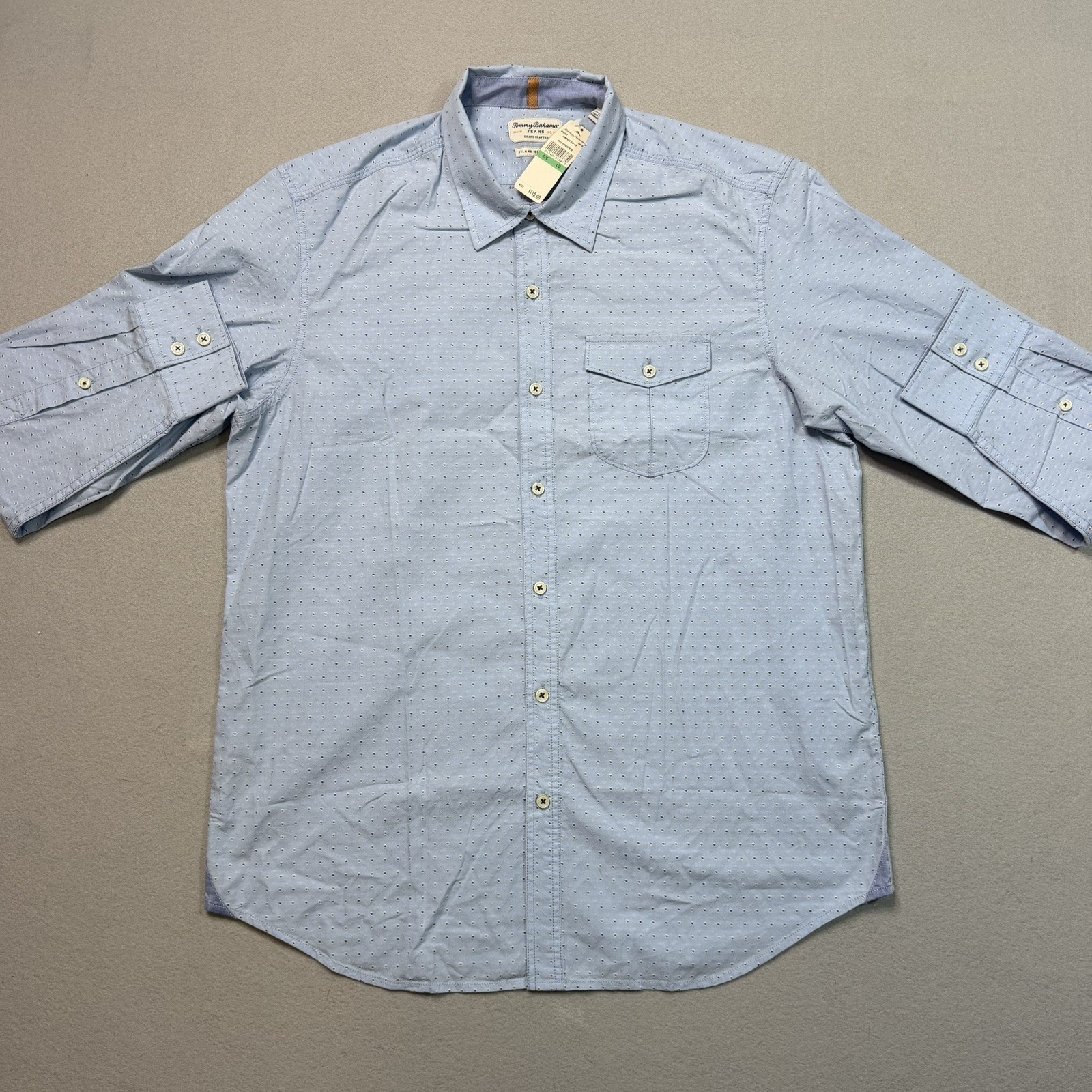 Tommy Bahama Jeans Shirt Size Large Island Crafted Modern Fit Beach Button down