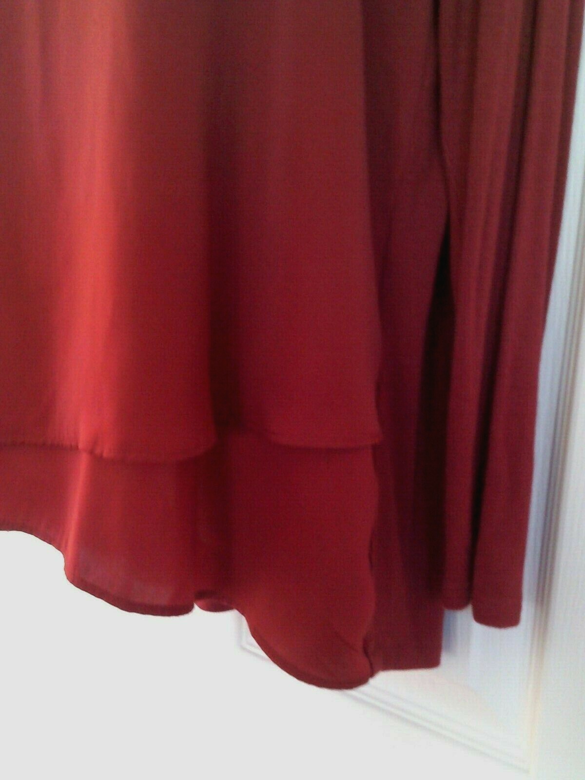 Soft Surroundings Top S Brick Hi Low V-Neck Shirt Long Sleeve
