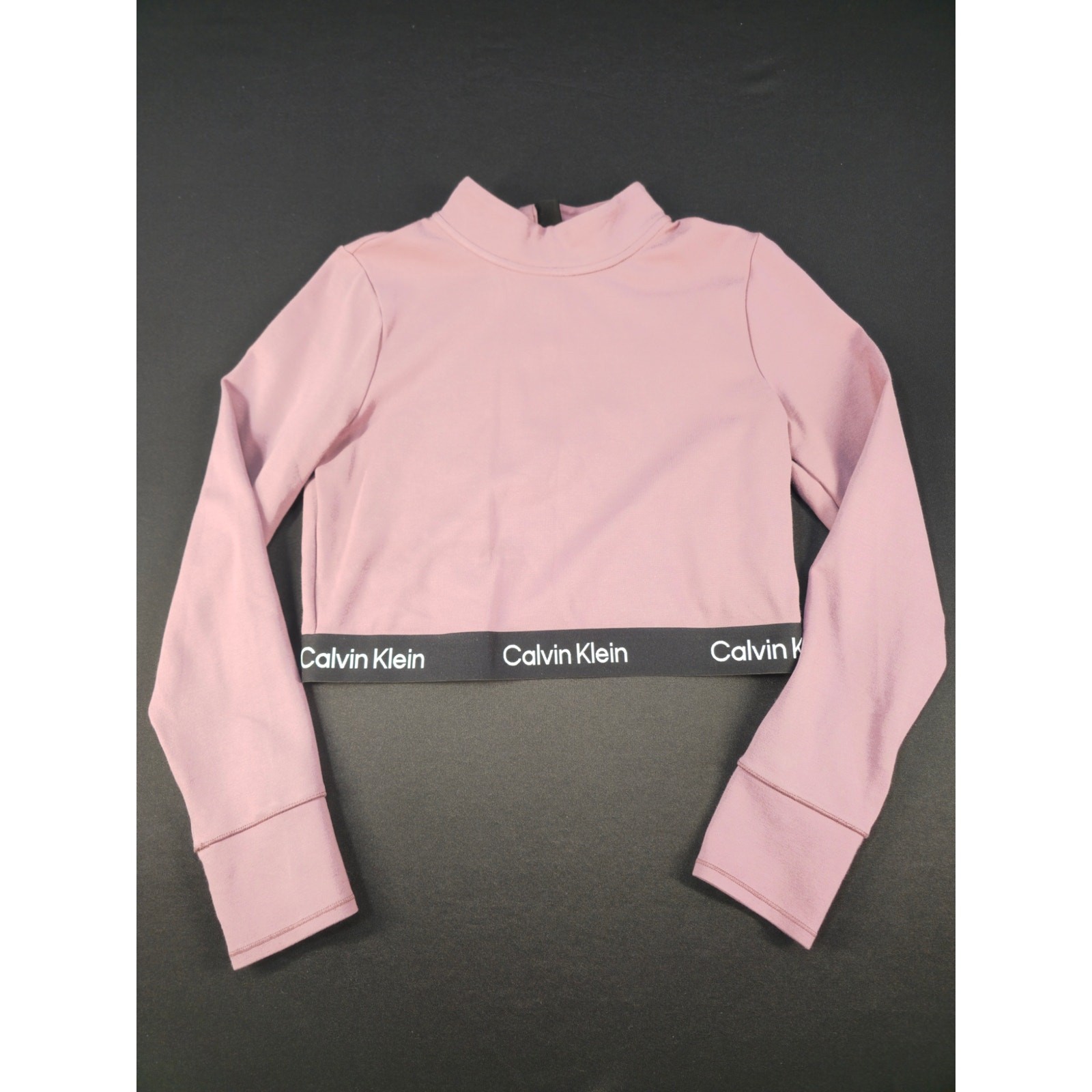 Calvin Klein Performance Womens Large Cropped Quarter Zip Pullover Mauve Stretch