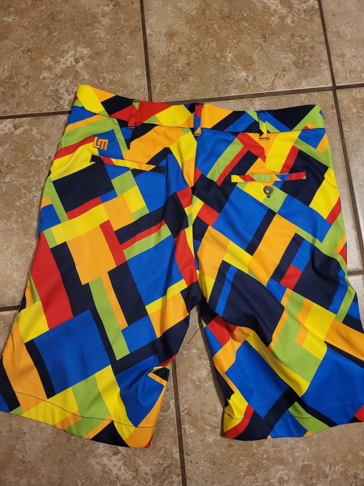 Loudmouth Shorts Mens 32 Mulitcolr Colorful Geometric Golf Performance Sports