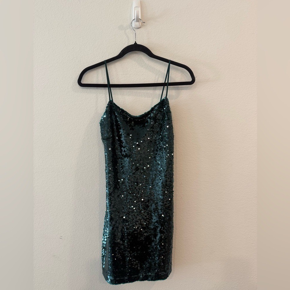 NWT Zara Green Backless Sequin Dress