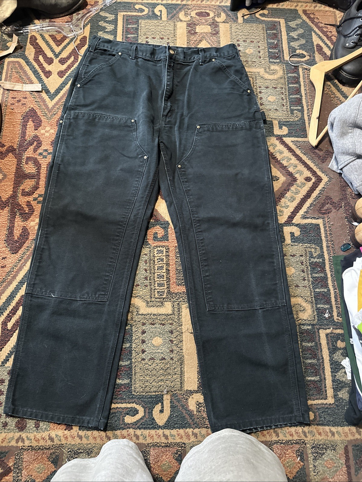 Vintage Carhartt Double Knee Jeans 38x 32 B01 BLK Y2K Vtg Rivets