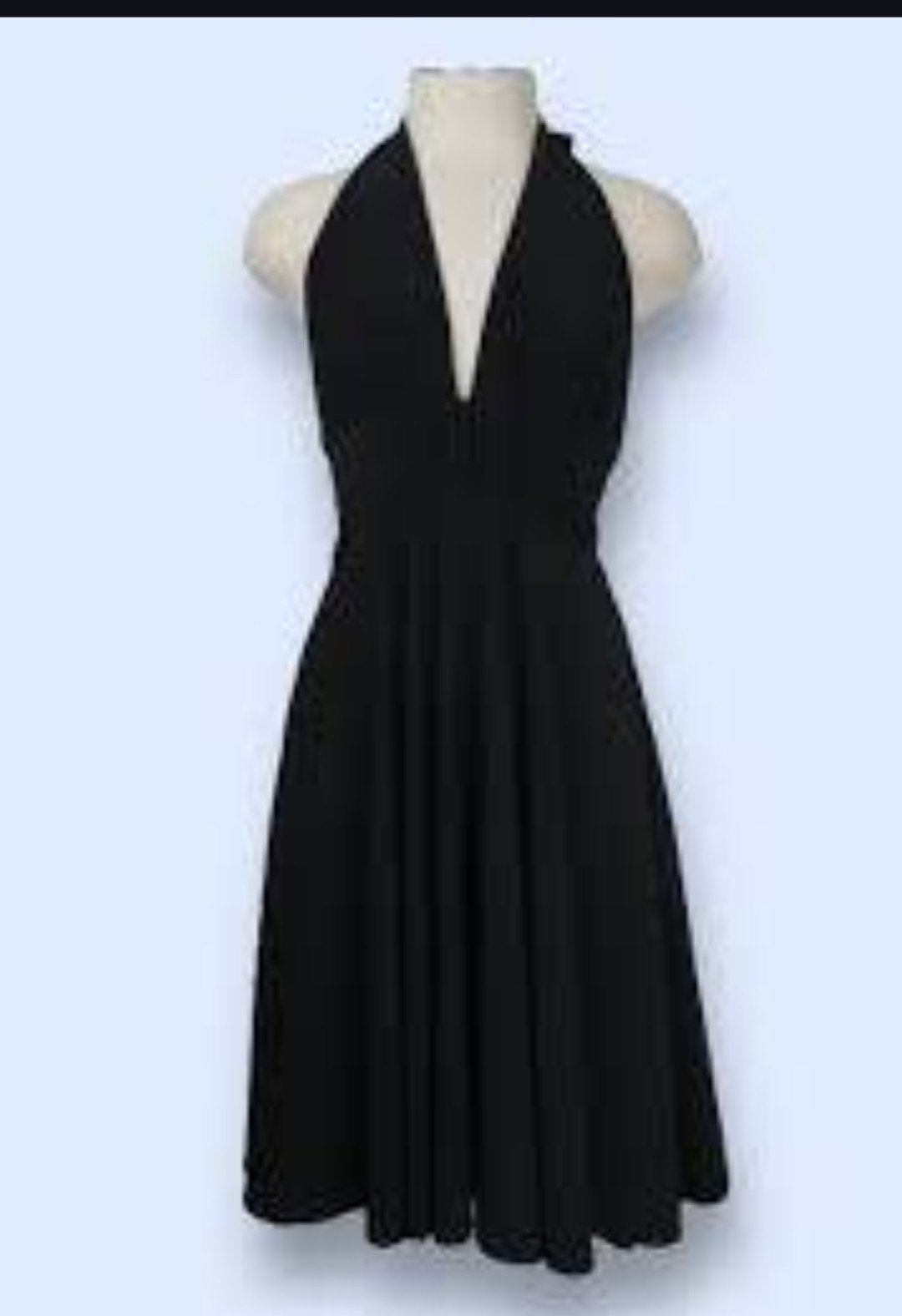Vintage Y2K Sabora Black Halter Open Back Bodycon Cocktail Dress M