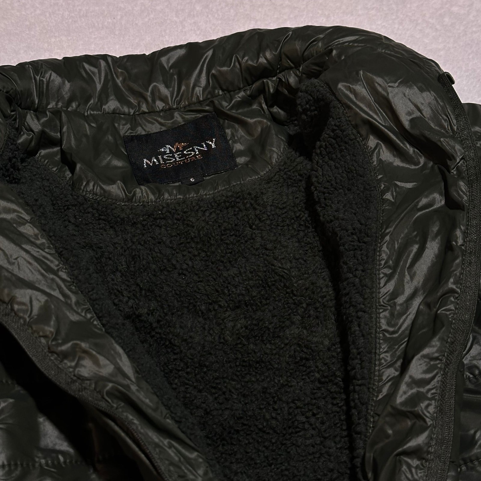 Misesny Couture Womens Sherpa Lined Quilted Puffer Jacket Green LN1501 Large