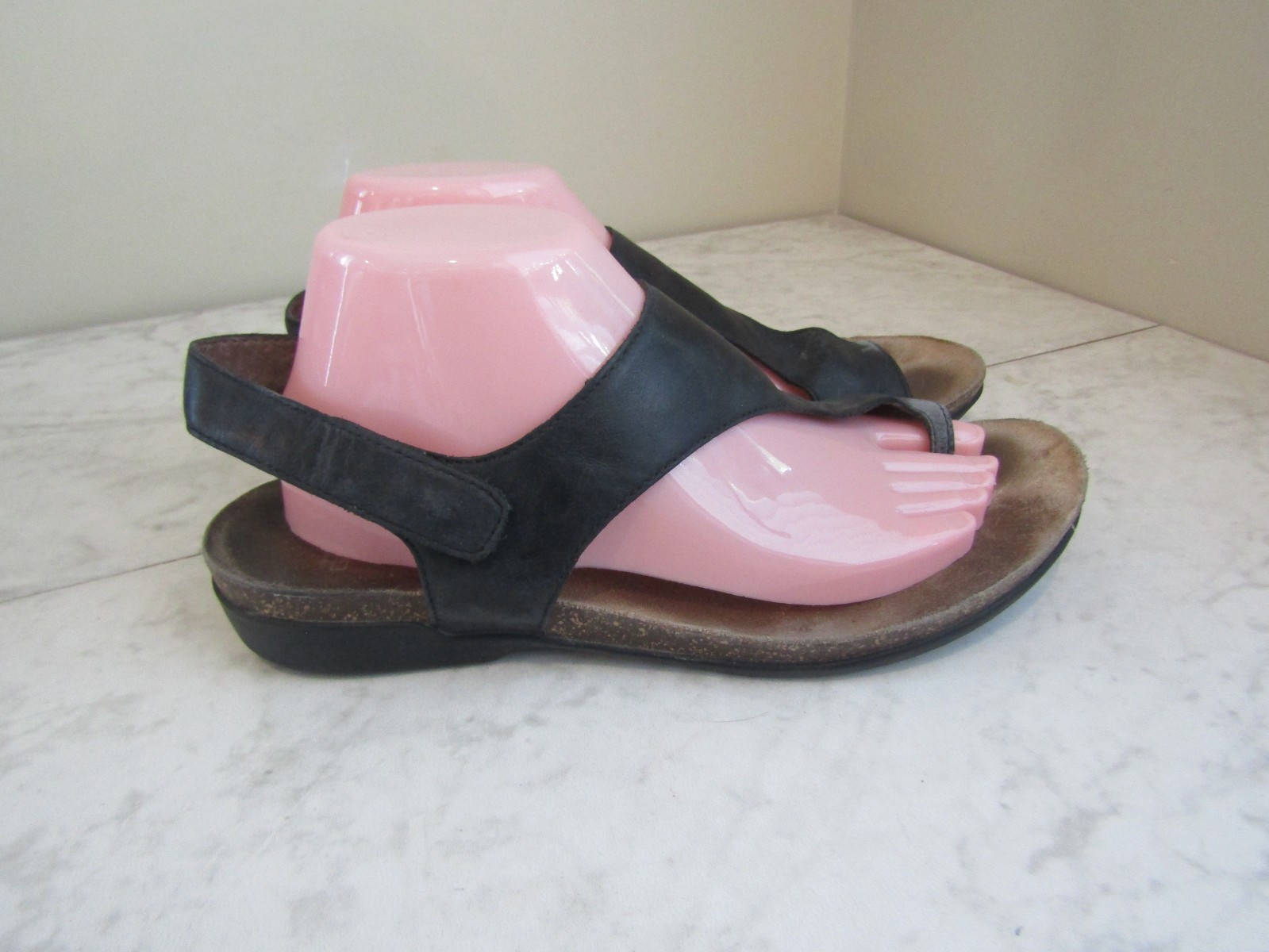 DANSKO Reece Black Wedge Leather Sandals Hook & Loop Strap Comfort Shoes EU 41