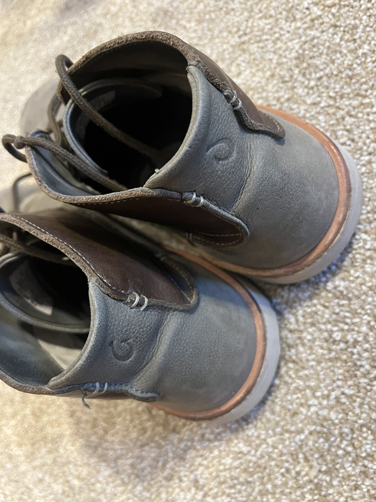 Olukai Kalia Puki Leather Chukka Boots Mens Size 11.5 Shoes Husk Gray Brown