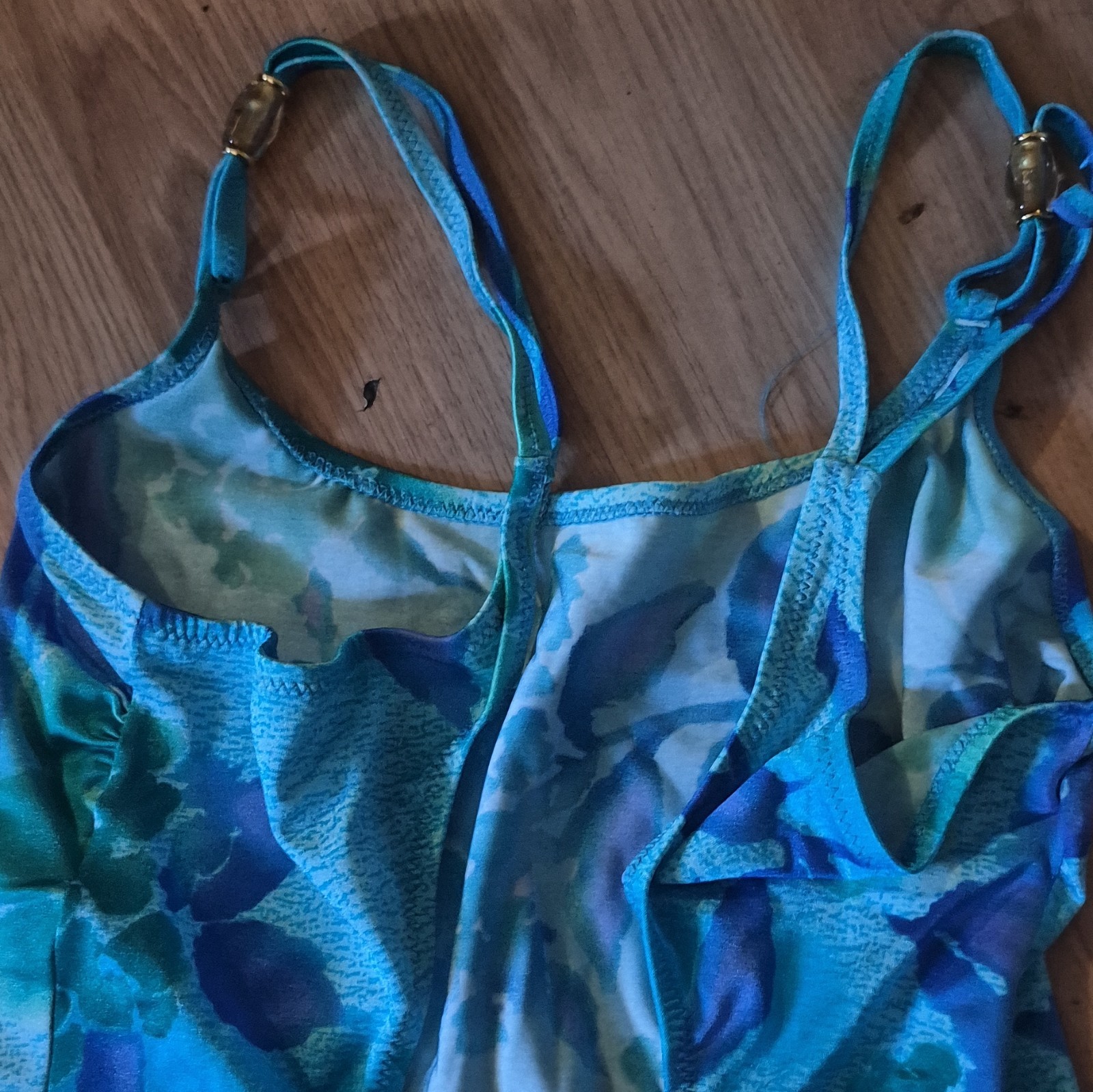 APART Impressions Blue Green Floral One Piece Swimsuit Size 14 B Spaghetti