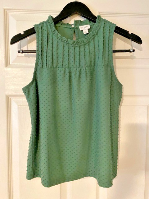 J. Crew Green Clip Dot Tank Top Size S Sleeveless Ruffle