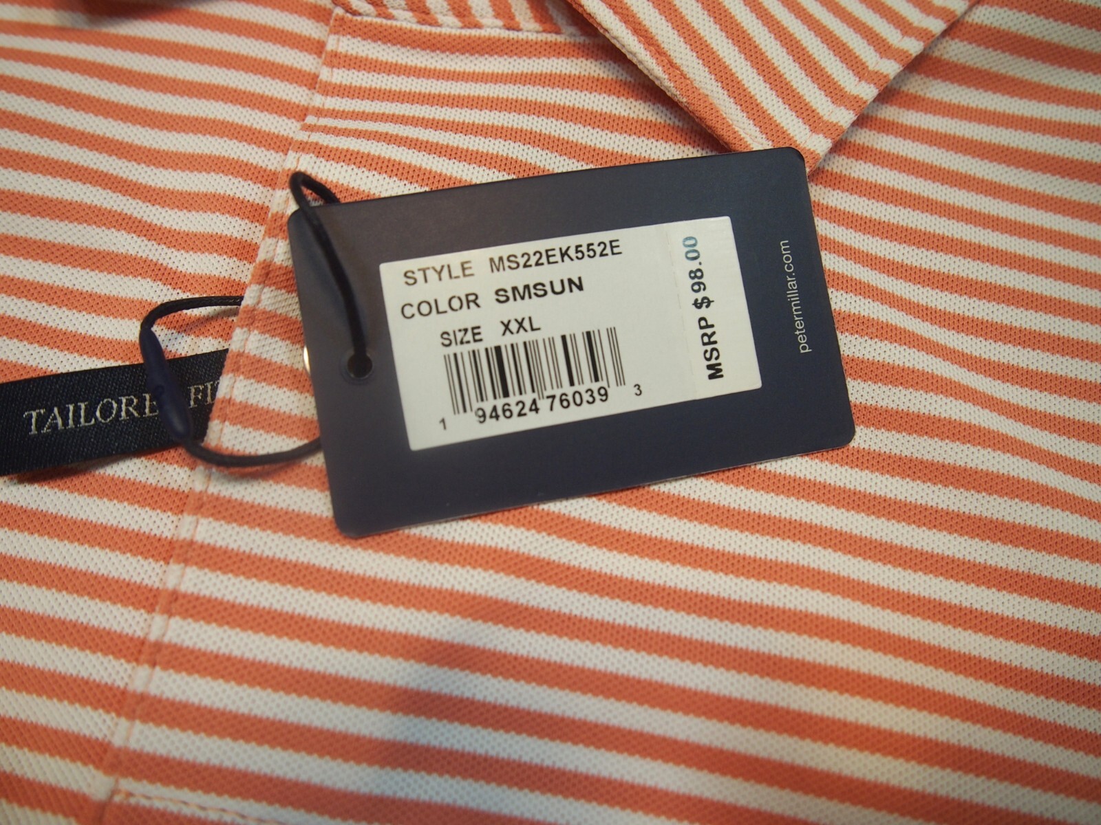 Peter Millar Crown Crafted Performance Fabric Striped Golf Shirt NWT XXL $98