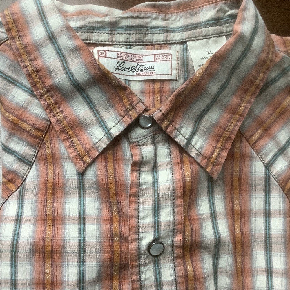 Levis Men’s Shirt Western Cowboy Southwestern Snap Button Casual Shirt XL