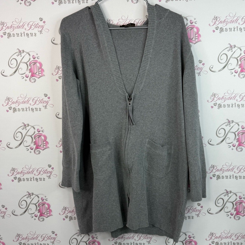 Cotton Ginny sweater zip up long style knit pockets Cozy Gray Women’s Cardigan