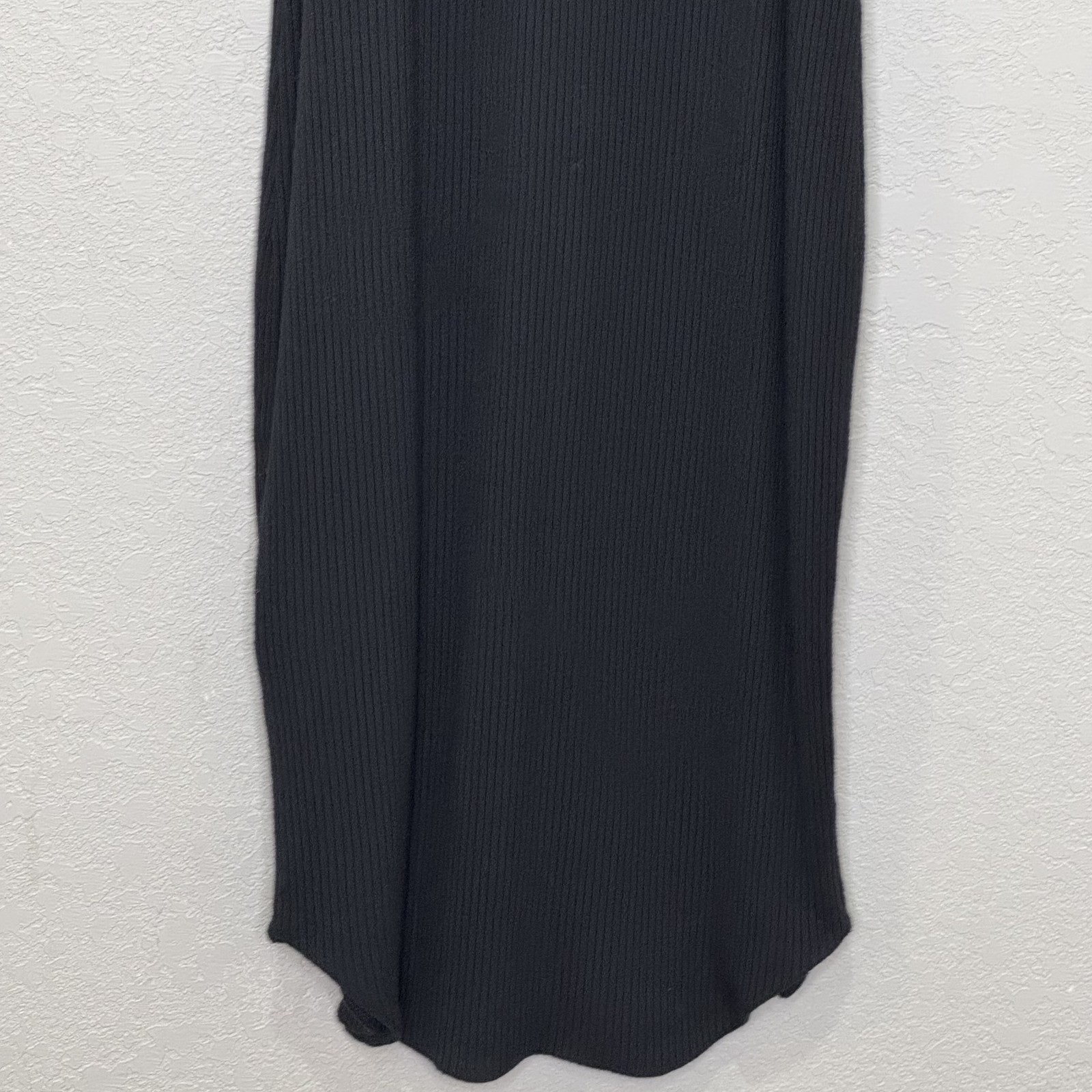 LNA Dress Small Black Double Layer Ribbed Tank Keyhole Midi Stretch Made USA