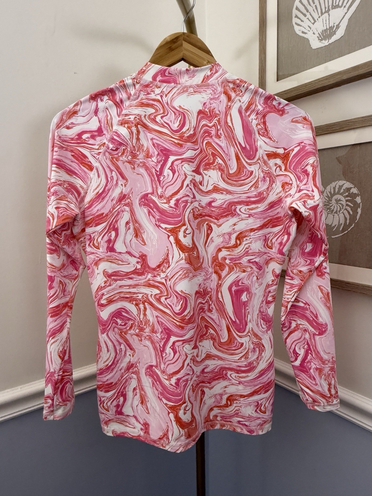⭐J McLaughlin- Women’s MEDIUM Pink & White 1/4 Zip Performance Stretch Top