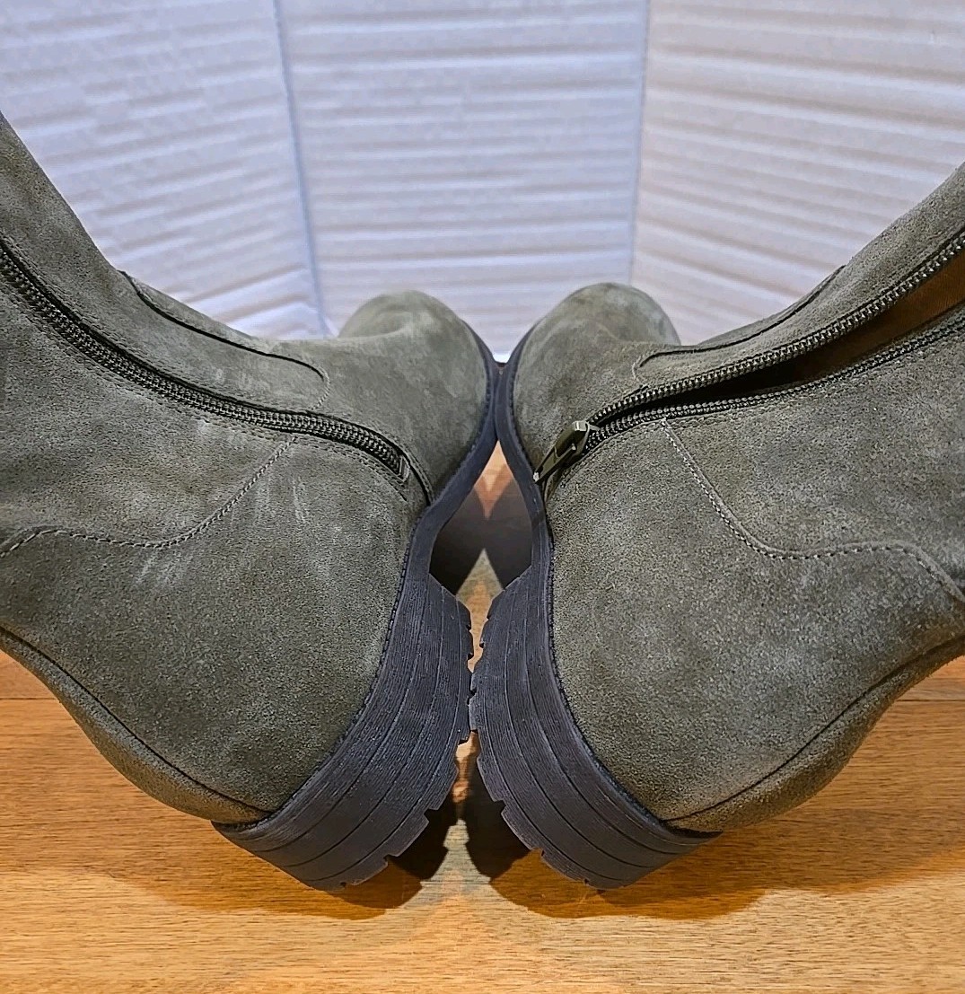 Vionic Jill Olive Suede Moto Boot Wide Width Ladies 10W NWT City Preppy
