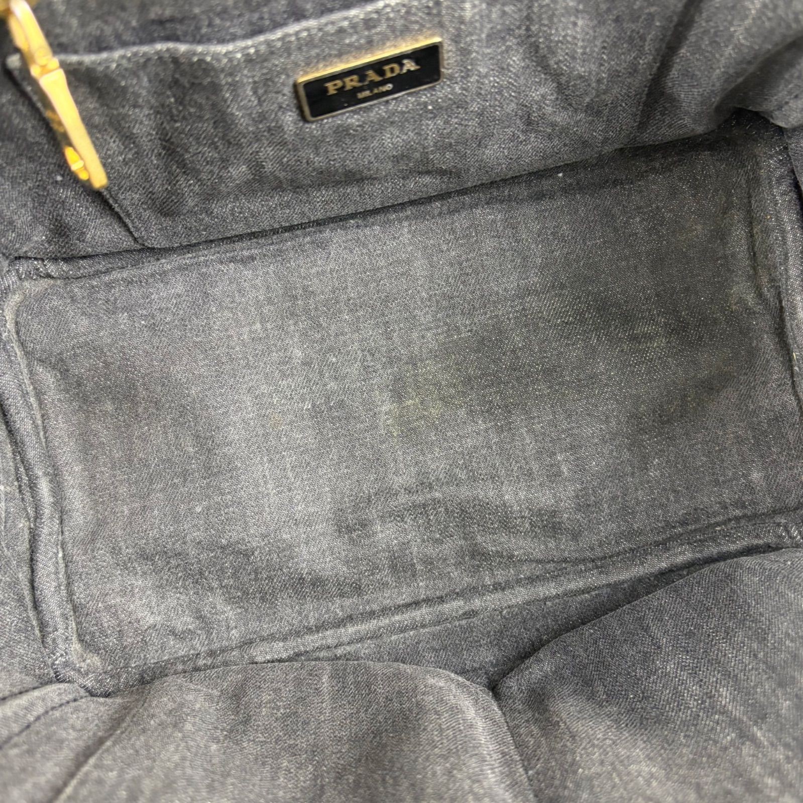 PRADA Canapa 2WAY Mini Tote Denim Canvas Black Authentic Women’s Bag