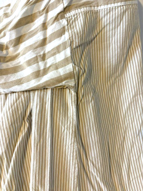 LOFT Women’s Striped Button Down Shirt Size Large Tan White #0004