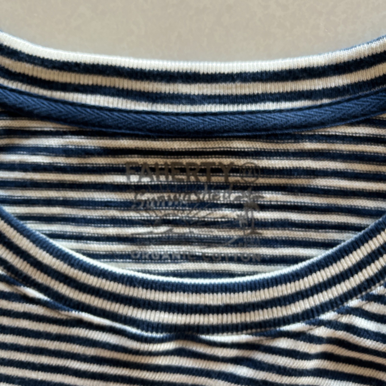 NWT Faherty Sz XXL Sunwashed Slub Muscle Tank Top Blue Stripe Organic Cotton