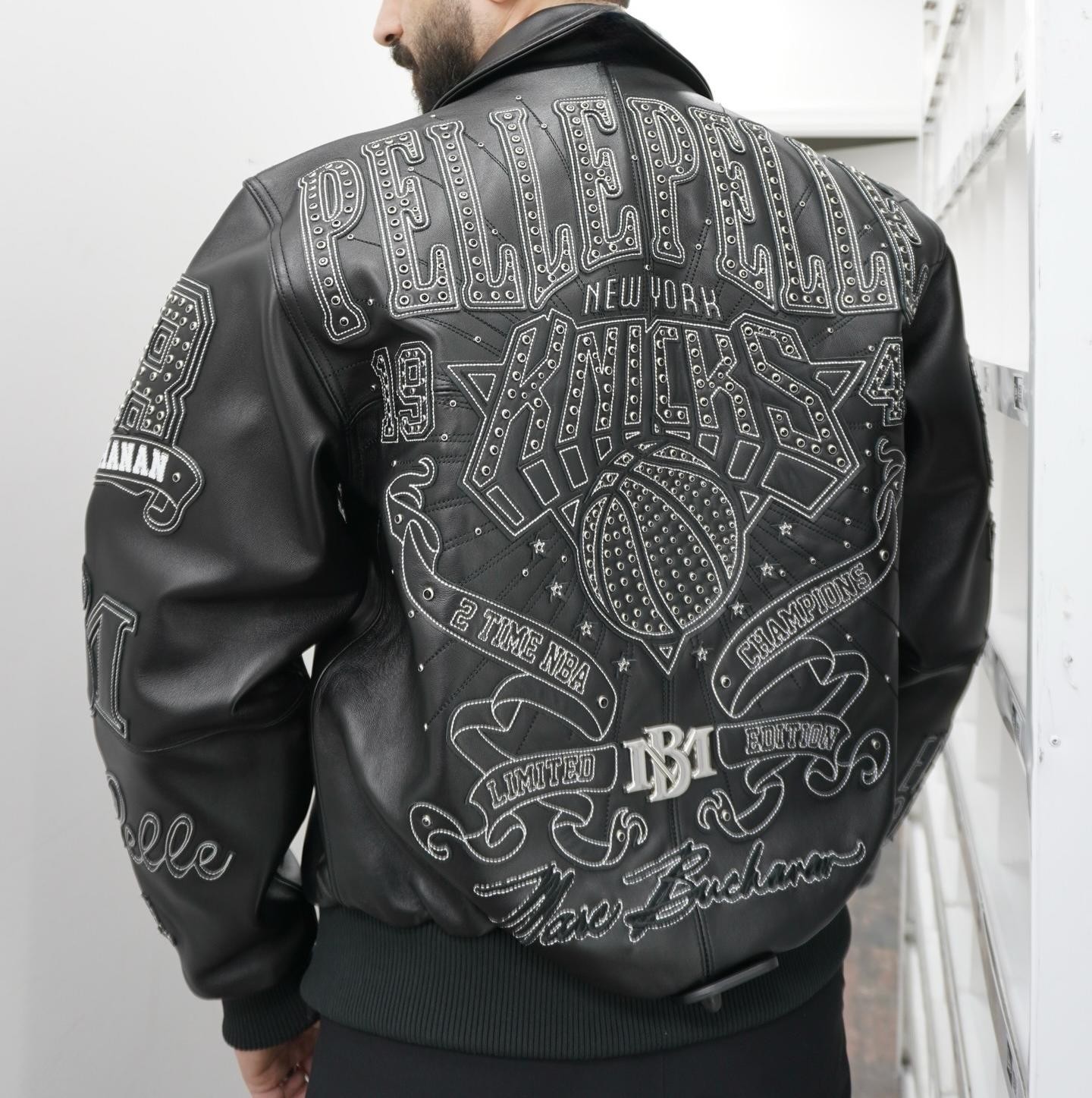 Knicks Leather Jacket Blue Orange Black Vintage Varsity Bomber Streetwear Style