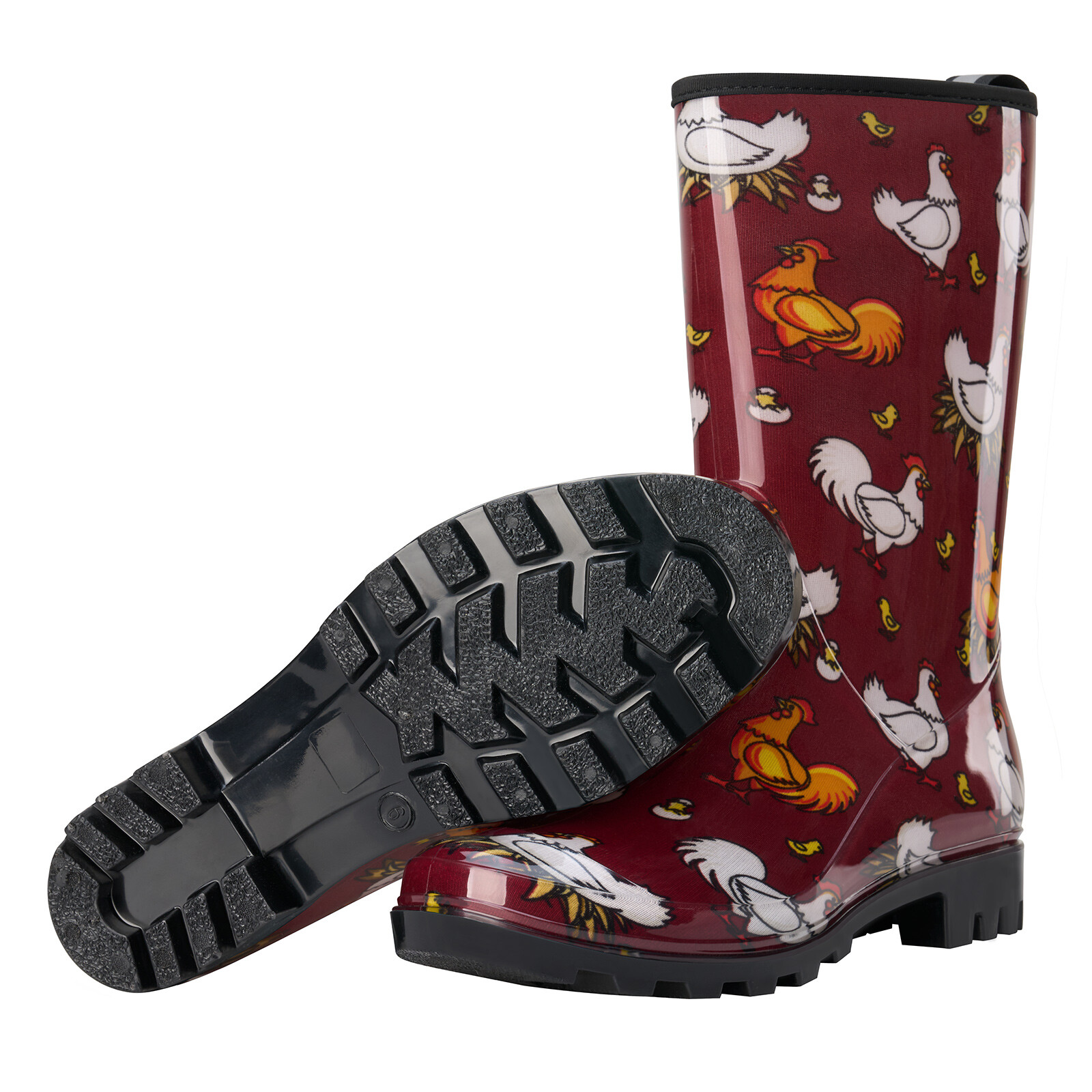 HISEA Women Printed Rain Boot Pull On Comfort Waterproof Wellies Mud Garden Boot