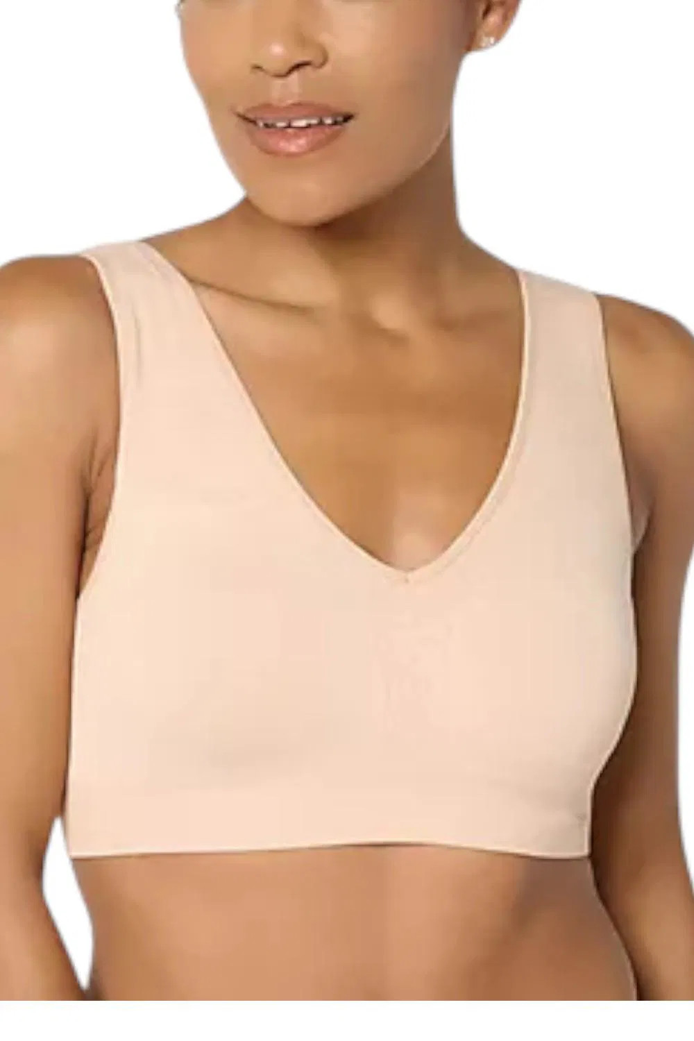 Breezies Women’s Seamless Jacquard Back Smoothing Bra Sunbeige