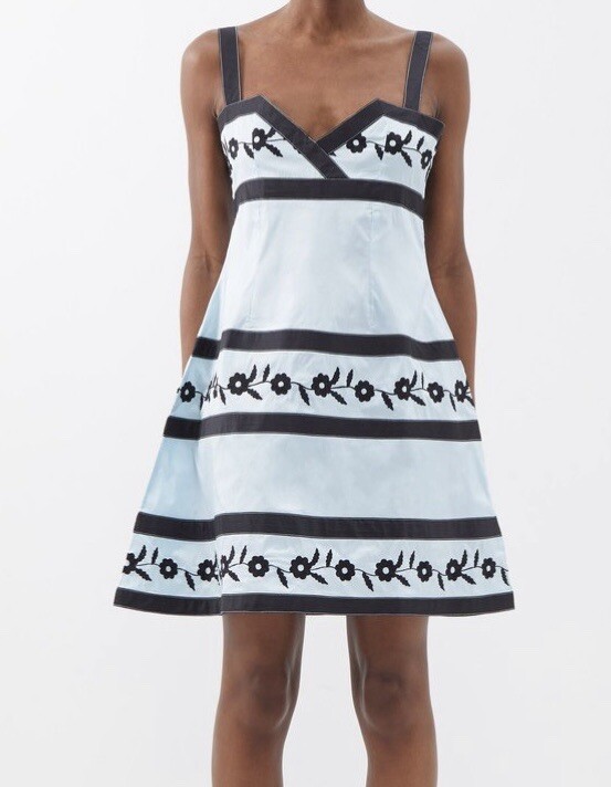 BATSHEVA – Lila Summer Dress – Blue & Black Floral Embroidery NWT Plus SZ 20