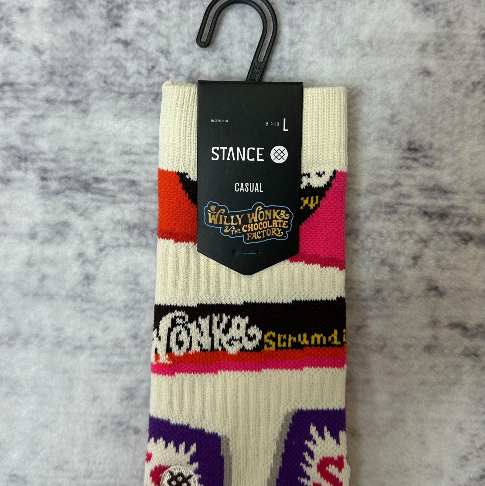 NWT Stance Wonka Bars Willy Wonka Chocolate Factory Crew Socks Men’s Large 9-13