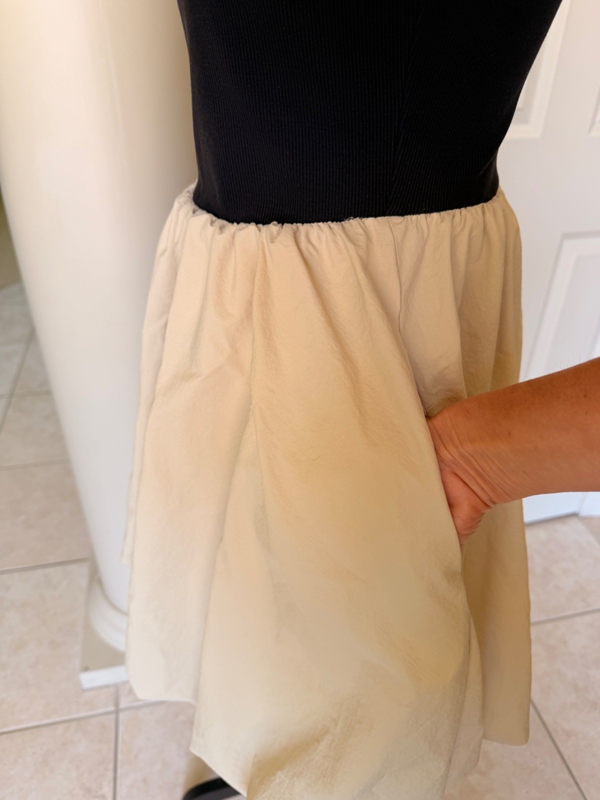Steve Madden Linnea Mixed-Media Bubble Hem Pockets Minidress Sz. Small