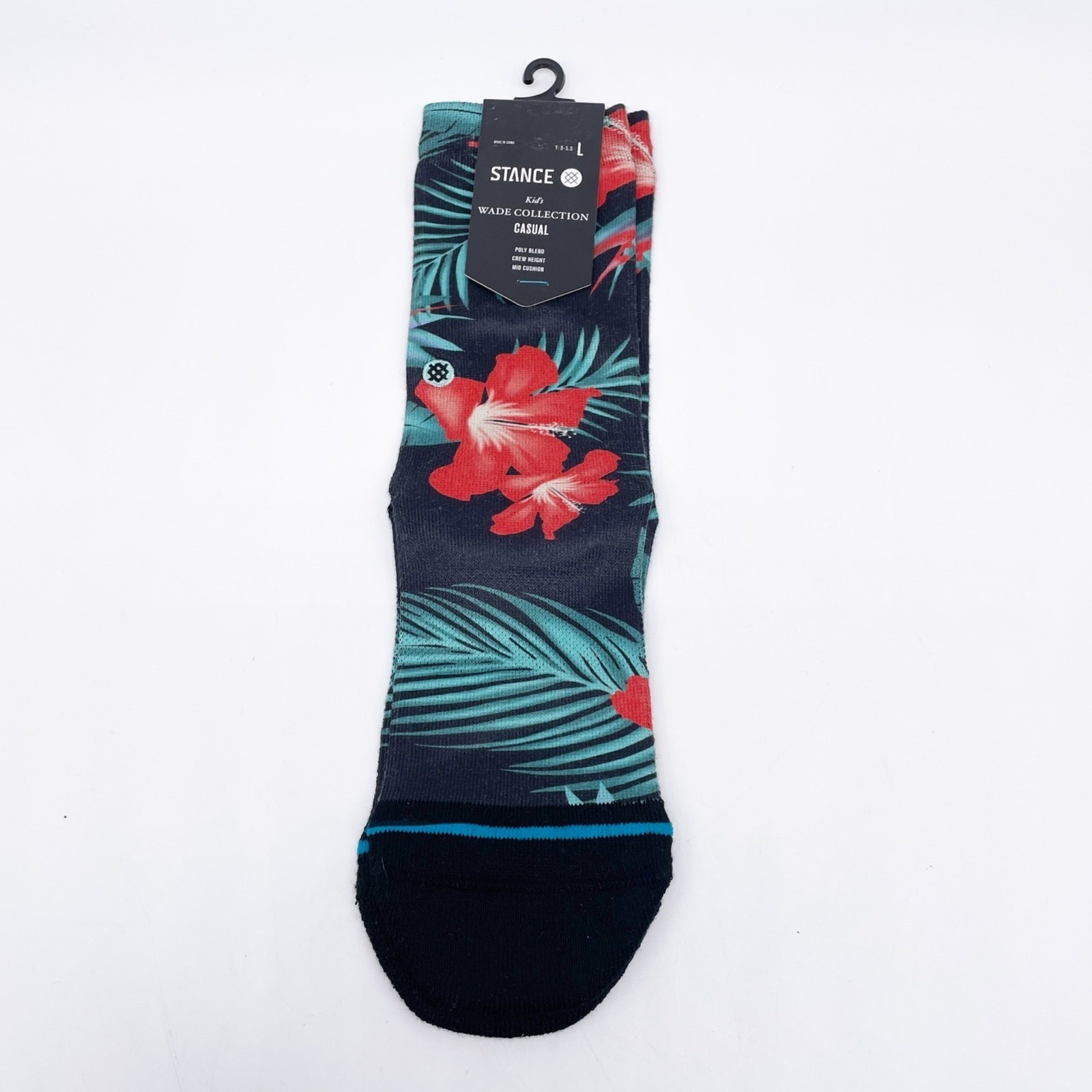 Stance Youth Multicolor Tropical Flower Crew Socks Size Large 3-5.5