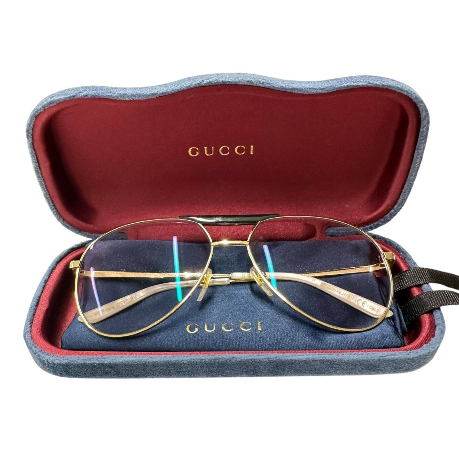 Gucci GG0242S Aviator Sunglasses Men Black Frame Used with Case & Bag