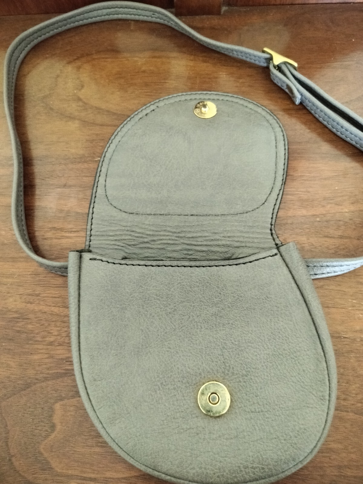 Manatee Gray Leather Mini Purse/35 In/Wear Around Neck Or Around Waist