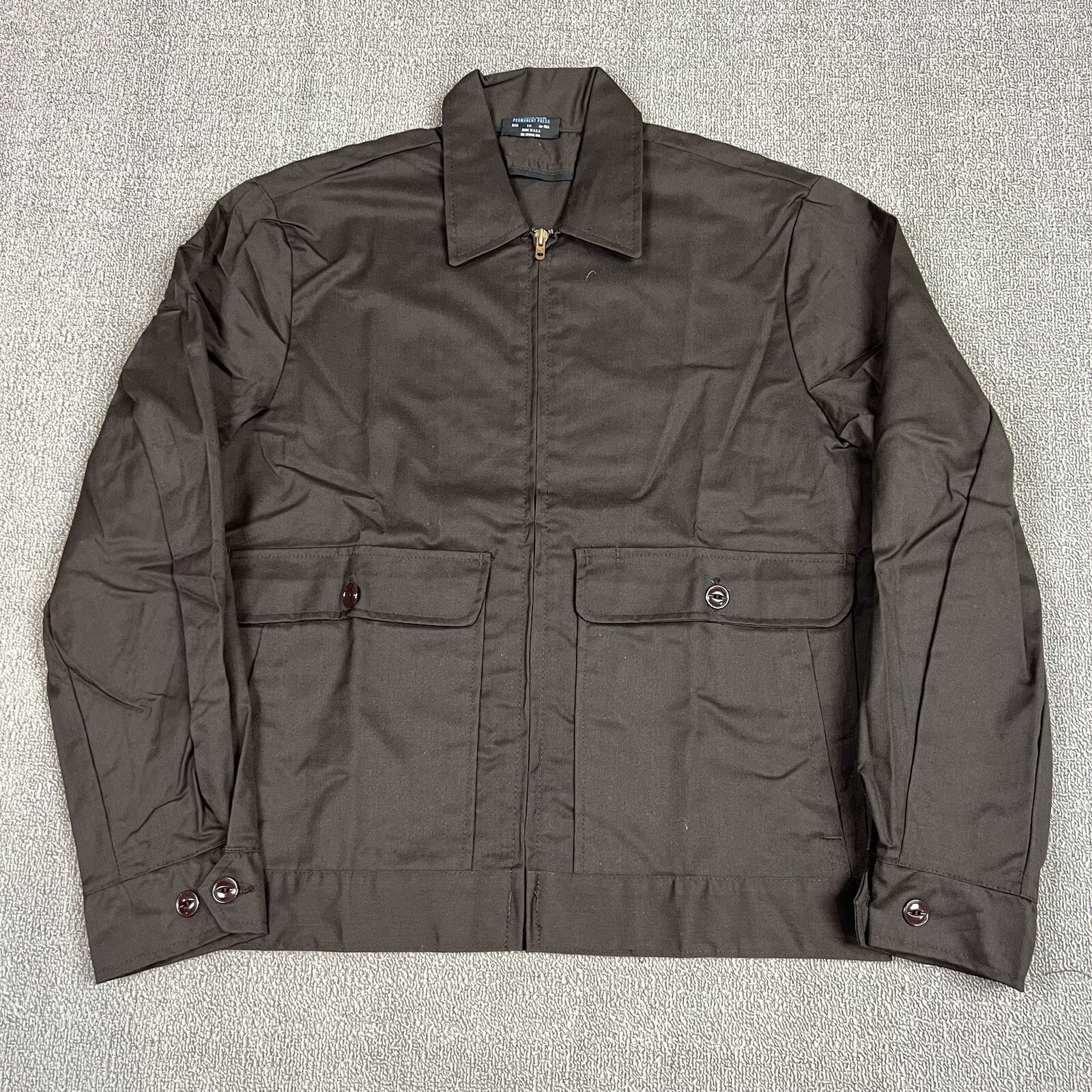 Vintage 70s Toppmaster Mechanics Work Jacket Cropped Brown USA Made Talon Ideal