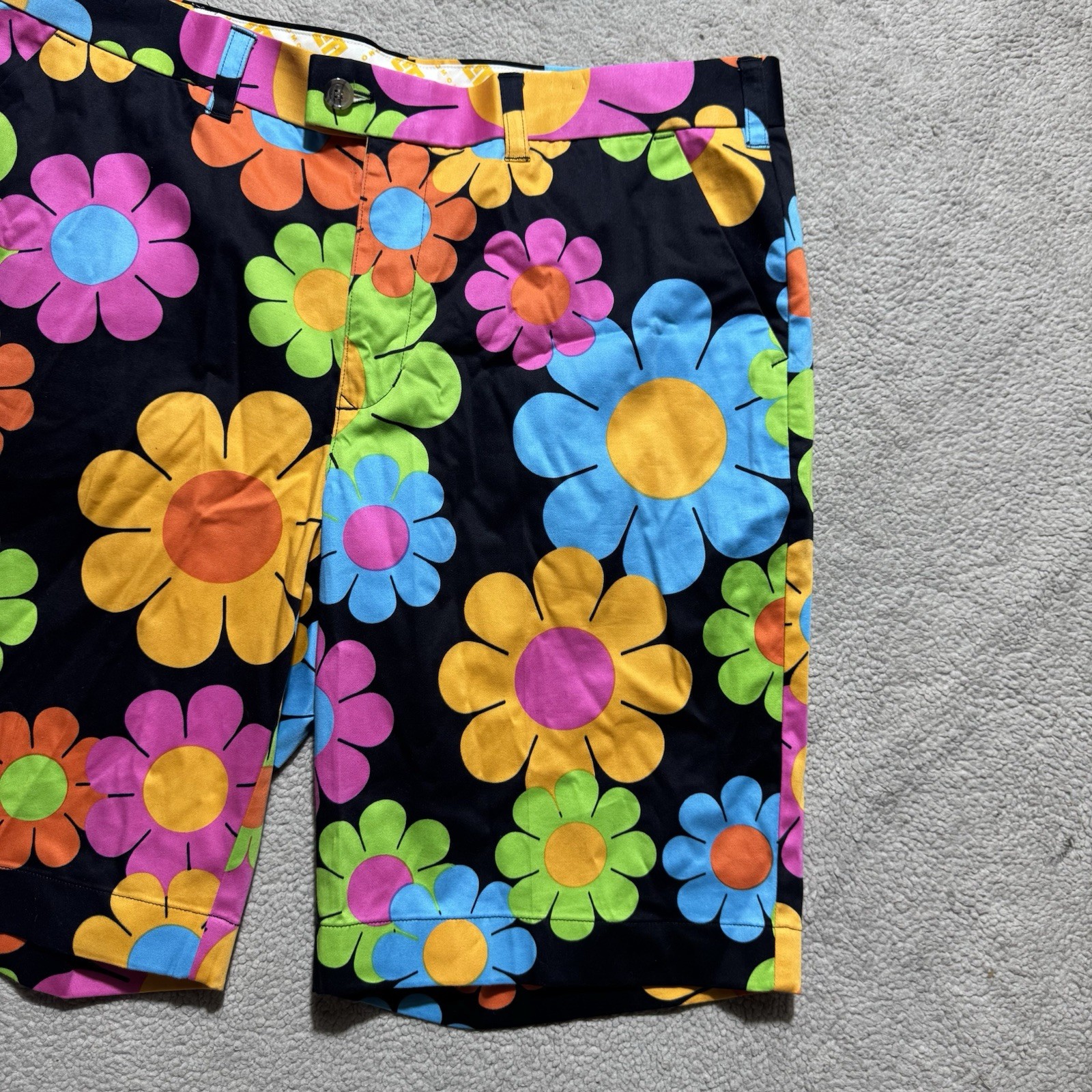 Loudmouth Shorts Mens 38 Colorful Floral Print Golf Sports Mid Rise Chino 38×11