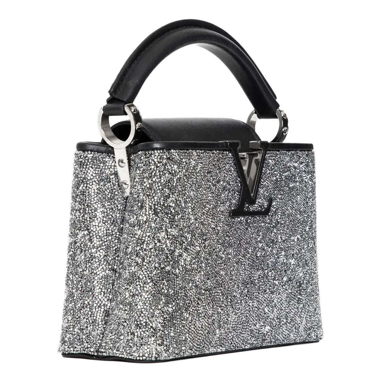 Ultra-Rare: Louis Vuitton Capucines Mini Silver Swarovski Crystal Bag Silver