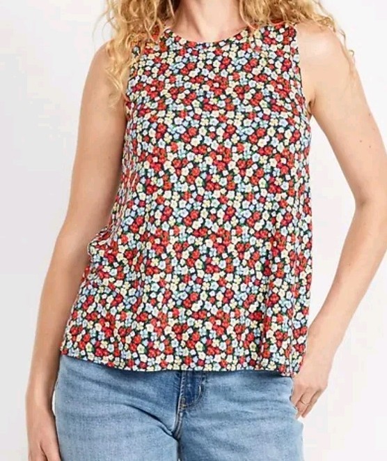 NWT Women’s Old Navy Luxe Blue Floral Sleeveless Top Size L