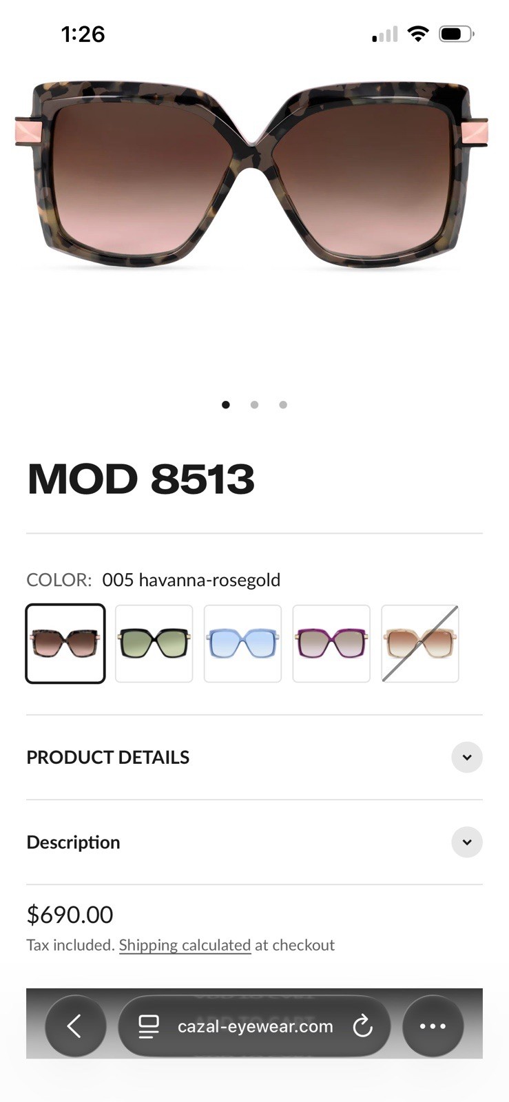 Cazal Mod. 8513 (Color 005) glasses.