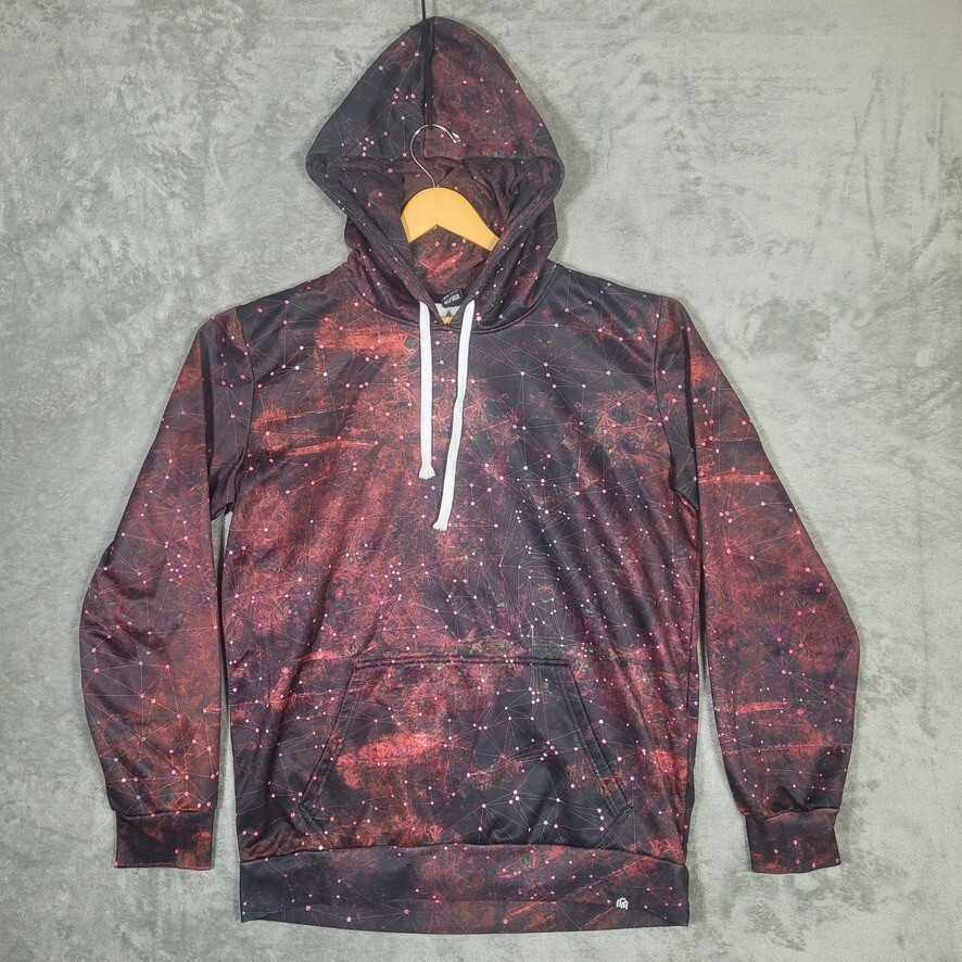 INTO THE AM Hoodie Mens Large Black Red Sweatshirt Space Constellations Festival