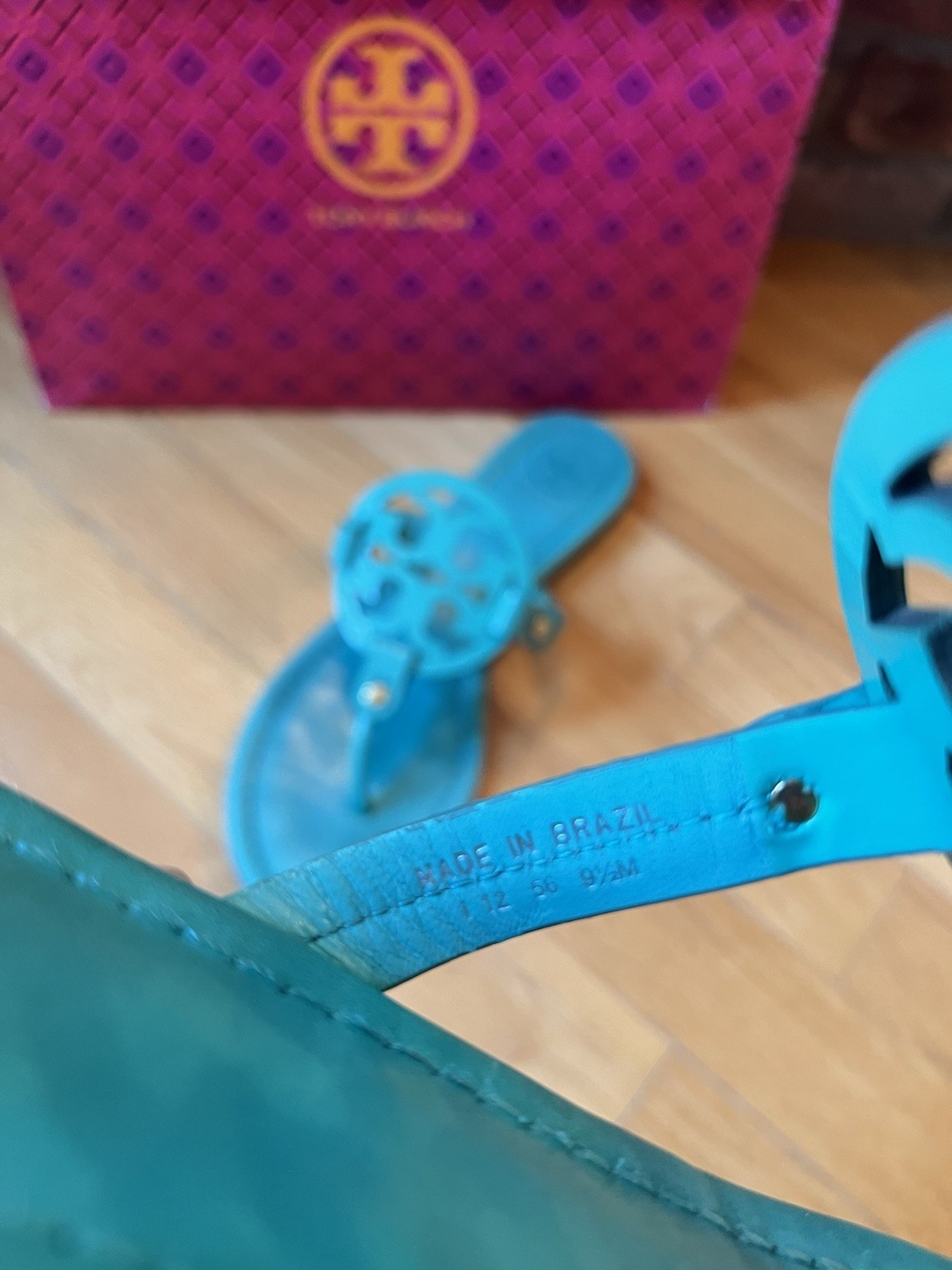 Tory Burch Island Turquoise Leather Miller Sandals