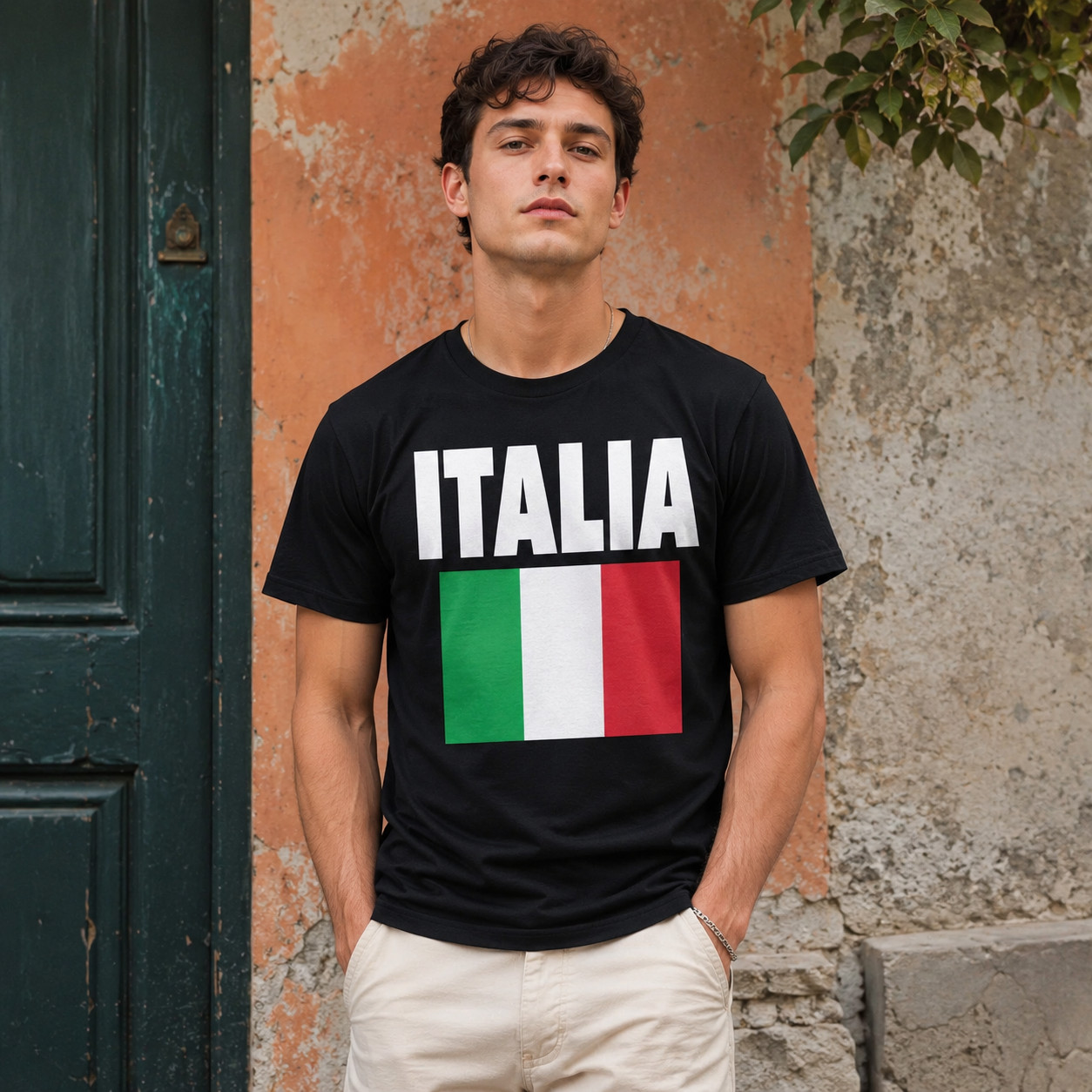 Mens Italia Flag T-Shirt Italy Pride Italian Graphic Tee