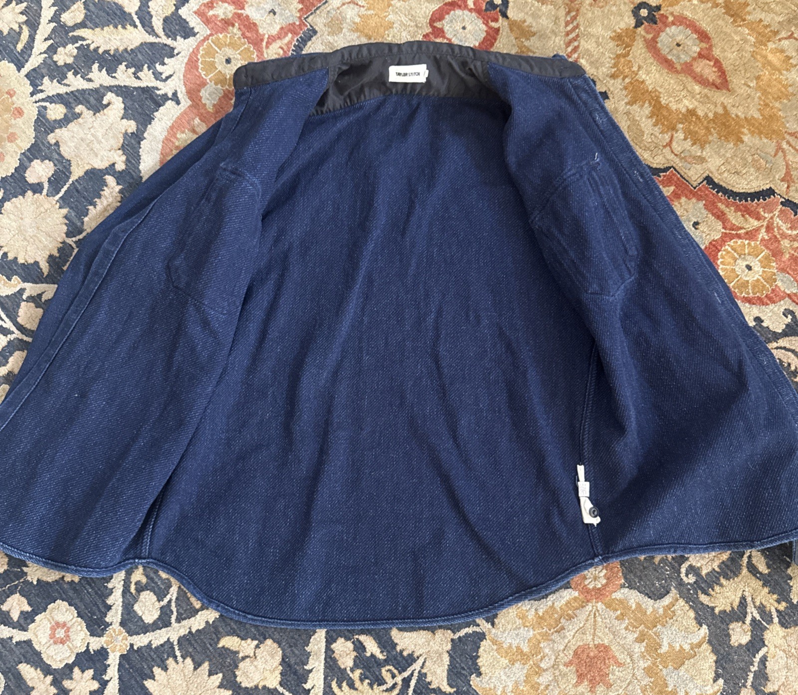 Taylor Stitch Division Utility Shirt Rinsed Indigo Blue Sashiko Size 44 XL