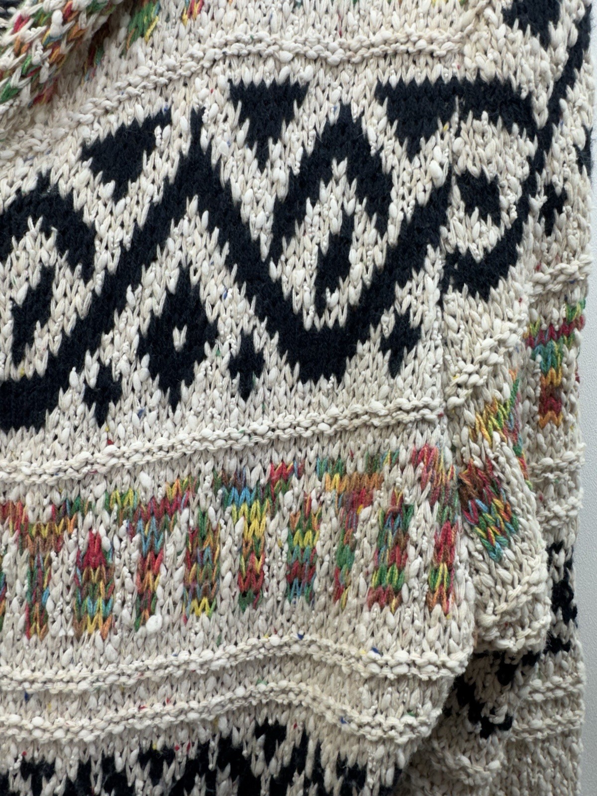 Easel Long Aztec Chunky Cardigan Button Up Hooded Bright Colorful Outdoor S/M