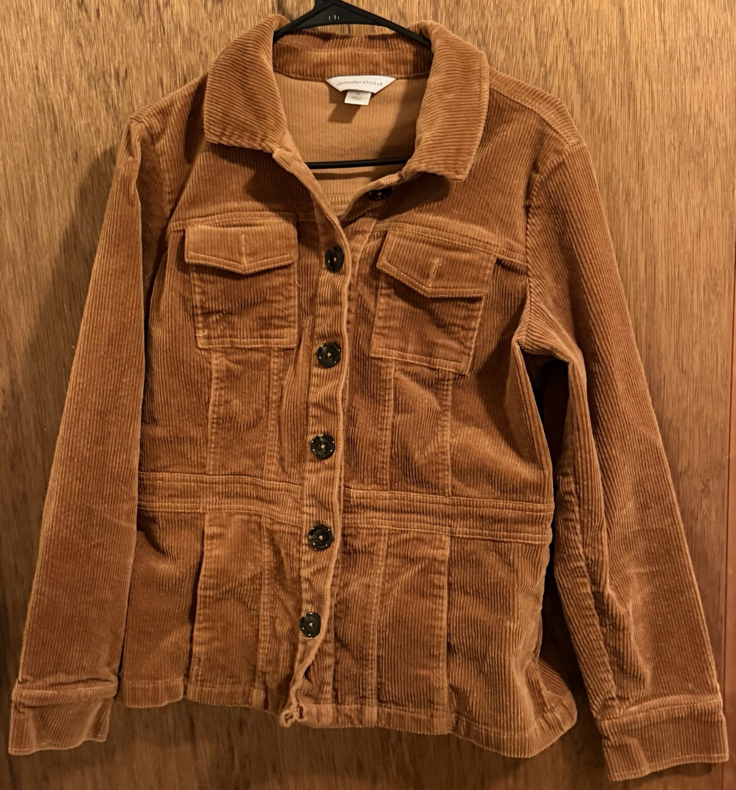 Christopher & Banks Women’s Brown Button Front Jacket w/ Pockets Collar Size M