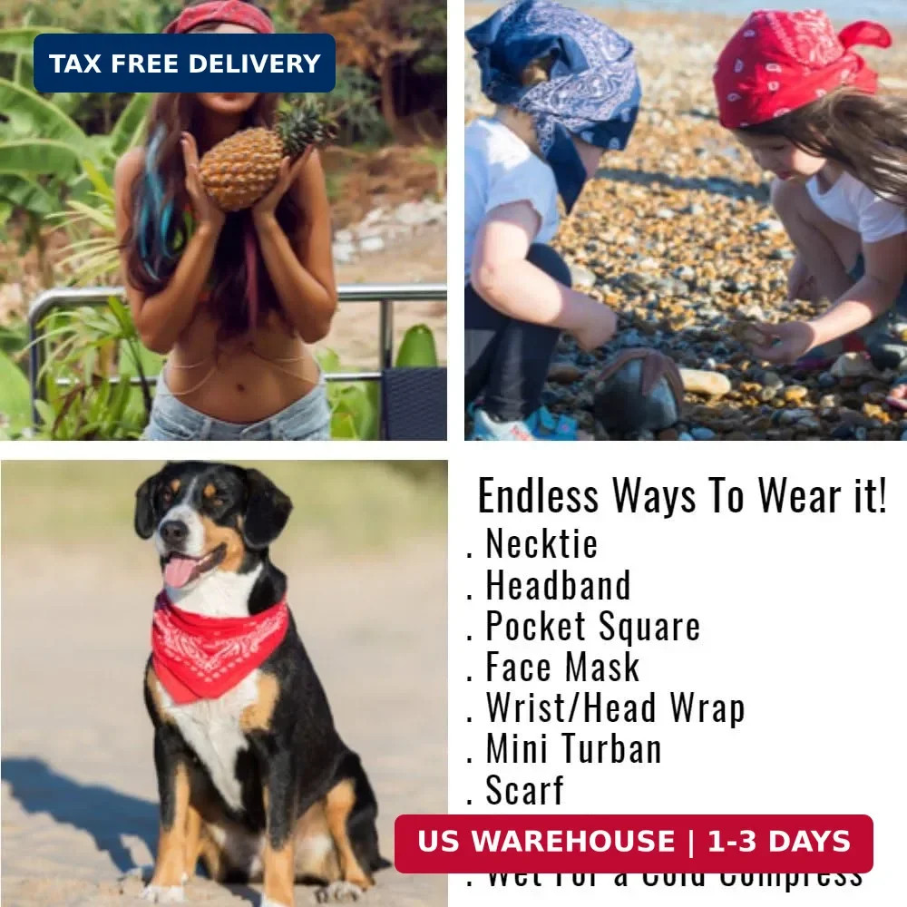 Balec Solid 100% Cotton Unisex Bandana – 12 Pack